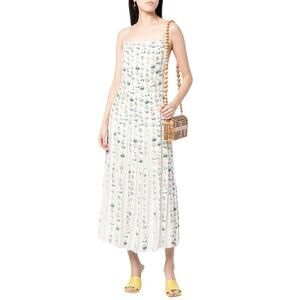 Adam Lippes Pleated Floral Midi Dress Size 8